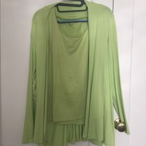 Lime Green Charter Club Cardigan and Tank Top Set